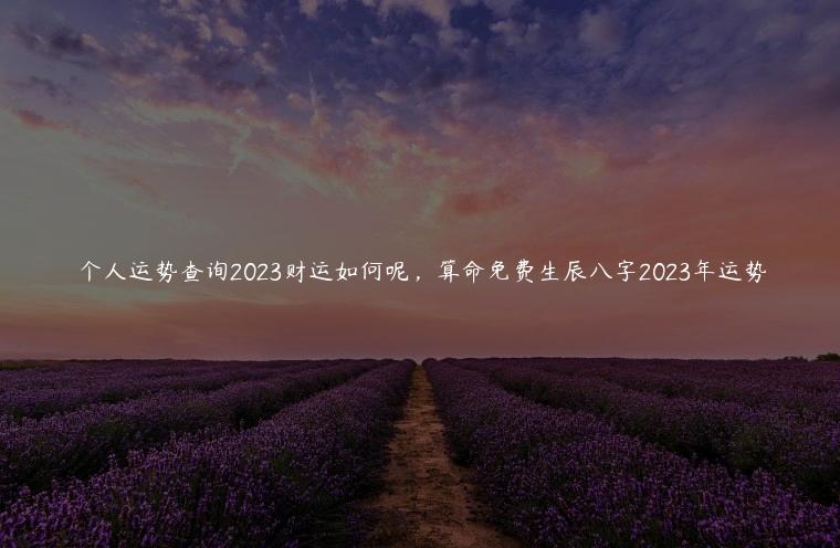 个人运势查询2023财运如何呢，算命免费生辰八字2023年运势