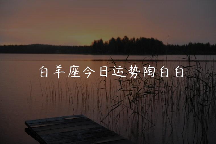 白羊座今日运势陶白白，陶白白羊座今日运势