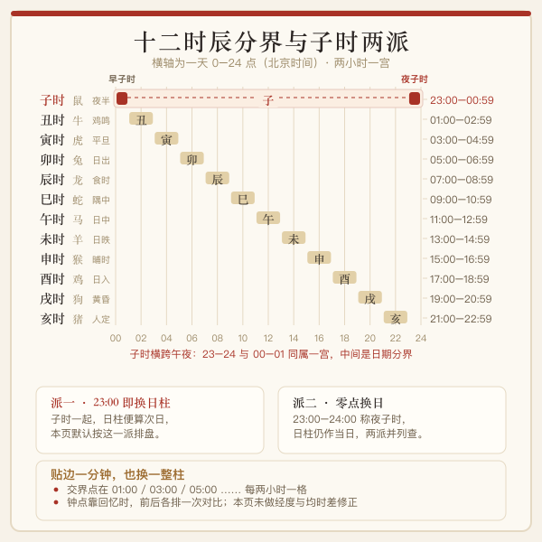 十二时辰分界与子时两派对照图