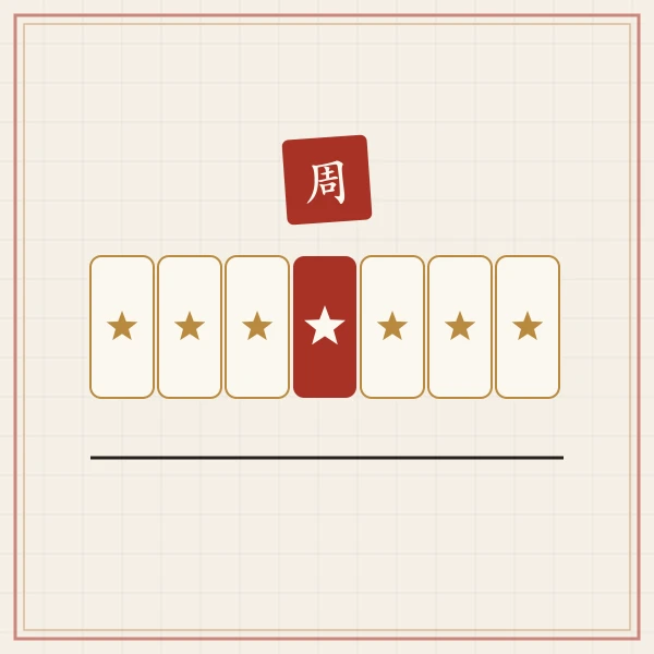 七个连续日历格与红绳图案