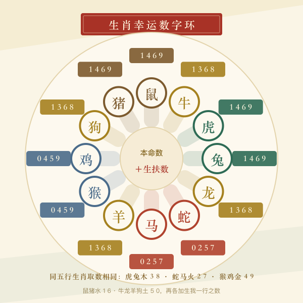 十二生肖幸运数字环形对照图