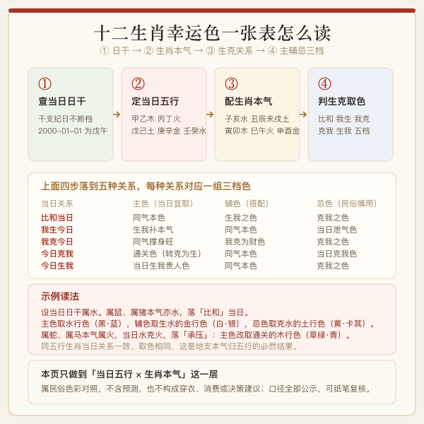 十二生肖当日幸运颜色总表示意图