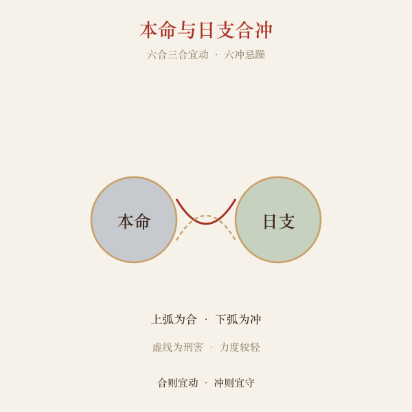 属蛇本命支与当日日支合冲关系图